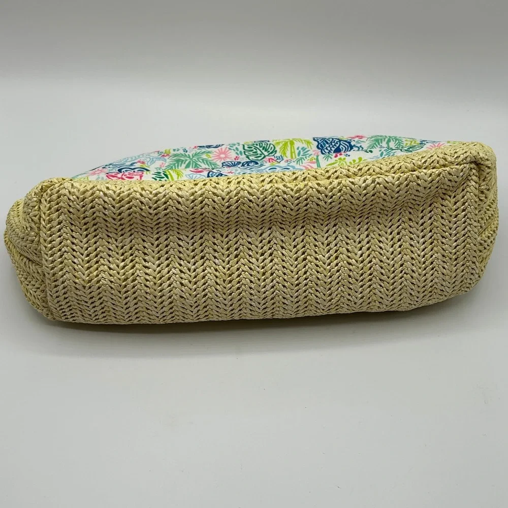 Colorful Tropical Mermaid Shell Cosmetic Bag Woven Bottom Zip Pouch Travel NWOT